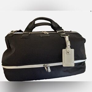 Tumi Lexus Weekender Duffle Tote Bag Black Nylon White Stitching Limited Edition